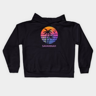 Savannah Georgia Rainbow Splatter Tropical Sunset Souvenir Kids Hoodie